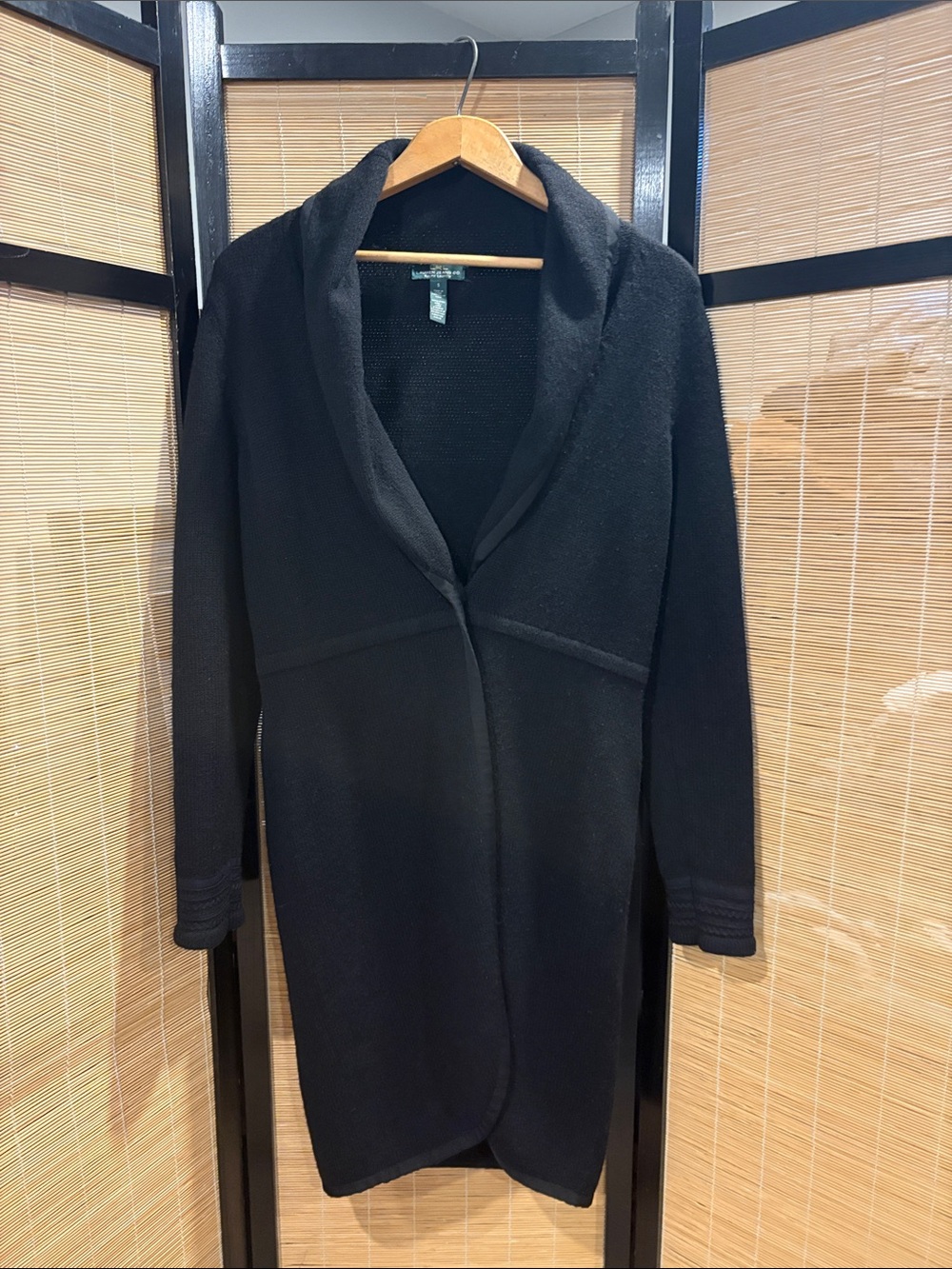 Lambs wool Open-Front Long Coat - Lightweight Knit Jacket